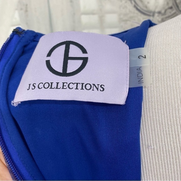JS Collections Size 2 Sheath Royal Blue 3/4 Sleeve Round Neck Dress Formal NWOT - Picture 12 of 13